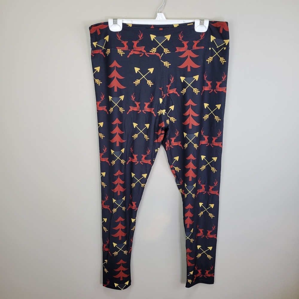 TLM Plaid Reindeer Polyester Spandex‎ Ankle Leggings Extended Tall And Curvy